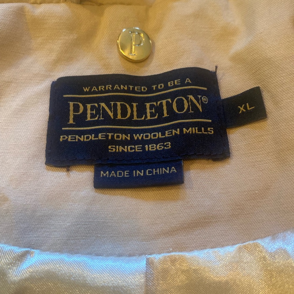 Pendleton Cream Utility Jacket With Brown Trim - image 4